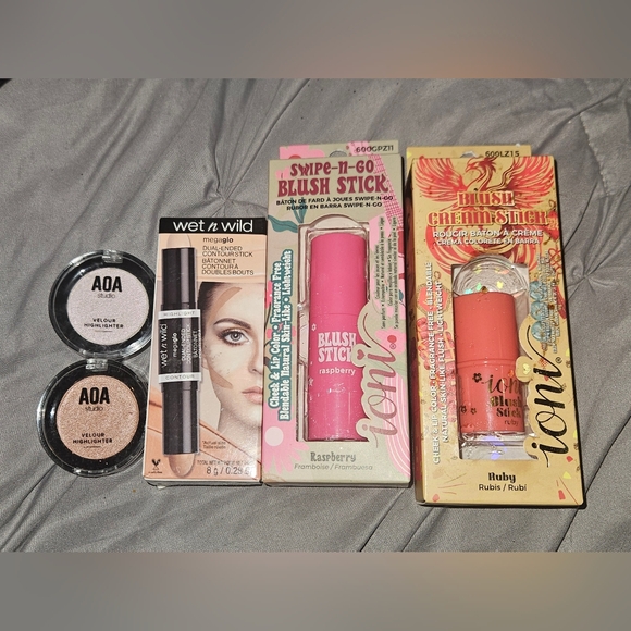 Makeup Bundle- Blush Sticks, Contour Dual-Ended Stick, Cream Highlighter - Picture 1 of 11